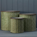 Set of Three Zinc Vintage Green Planters