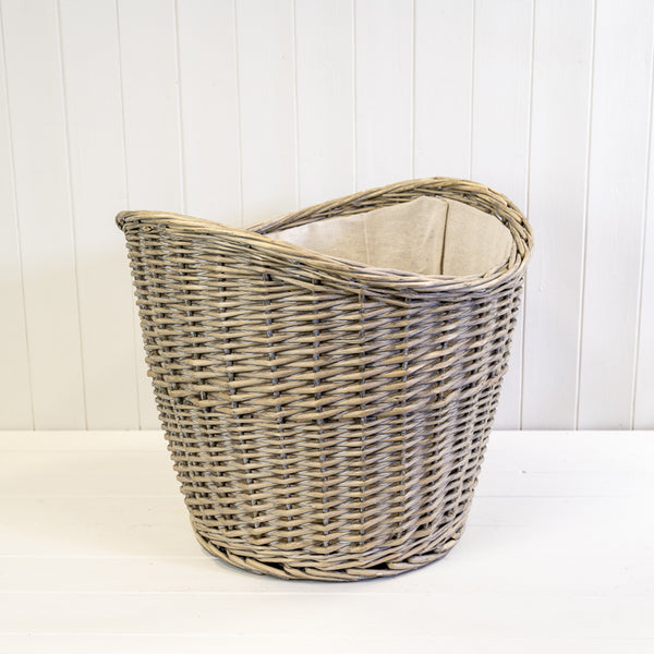 Willow Oval Log Basket with Hessian Liner