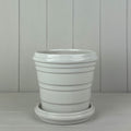 White Ribbed Ceramic Pot and Saucer TD15cm
