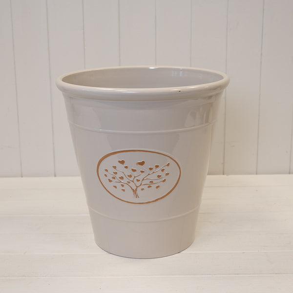Cream Round Love Heart Tree Recycled Plastic Planter 13LTR