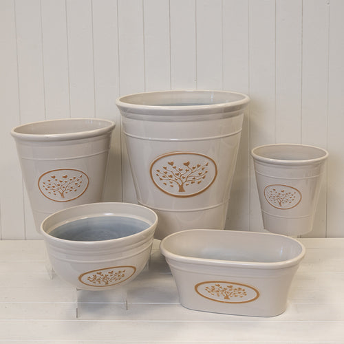 Cream Round Love Heart Tree Recycled Plastic Planter 13LTR