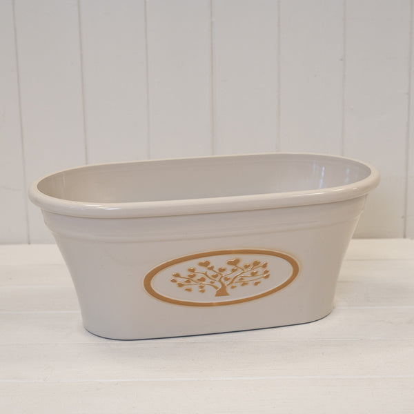 Cream Round Love Heart Tree Trough Recycled Plastic Planter 7.7LTR